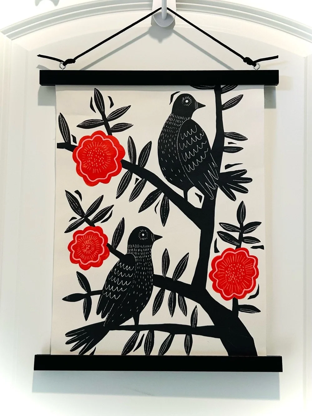 IKEA Wall Hanging Art bird flowers poppy roses nature apartment door dorm decor